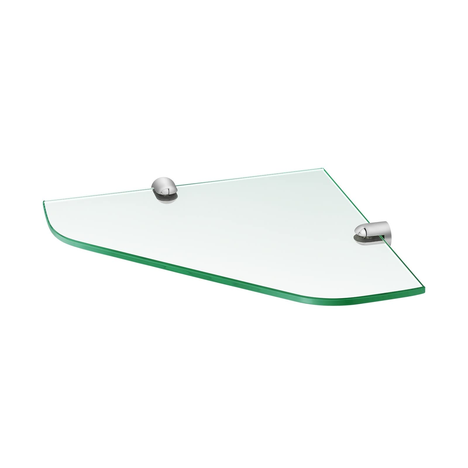 S'AFIELINA Étagères Salle de Bain en Verre trempé 6 mm,Étagère d'angle pour Salle de Bain,23 x 23 cm,Capacité de Poids 10kg (1 pièce)