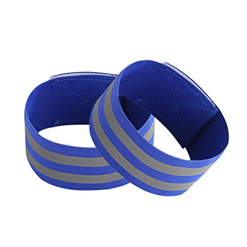 Lot de 2 Bracelets réfléchissants | Bracelet de Course | Bande réfléchissante Haute visibilité pour la Course, Le Cyclisme, la Marche, Le Jogging | Cheville Portable, Bracelet de Poignet, Bleu Cover