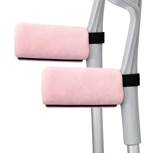 SPRING SEAON Forearm Crutch Pads Crutch Handle Pads with Soft Foam Padding Non-Slip Grip Covers for Elbow Crutches Secure Hook-and-Loop Straps Fits Most Standard Forearm Crutches 2 Pack (Pink)