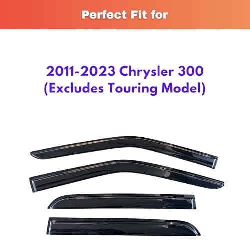 Image of KPY Rain Guards Fit for 2011-2023 Chrysler 300, Out-Channel Window Visors Vent Wind Deflectors 4PC, Car Accessories for 11-23 Chrysler 300 (Excludes Touring Model)