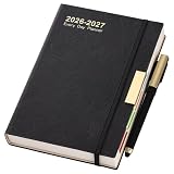 Agenda 2026-2027, formato A5, una pagina al giorno, agenda 2026-2027 da agosto ad agosto, agenda giornaliera con copertina rigida, con linguette mensili colorate, penna, passante per penna, tasca