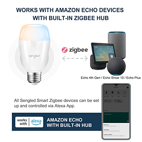 Sengled Zigbee Smart Bulbs, Tunable White 2700K~6500K, Hub Required, Dimmable Via Wall Switch, Works With Smartthings And Echo Plus With Built-In Hub, Daylight A19 E26 thumb #4