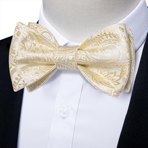 Image of DiBanGu Mens Silk Self Bow Tie Set 4PCS for Tuxedo Wedding
