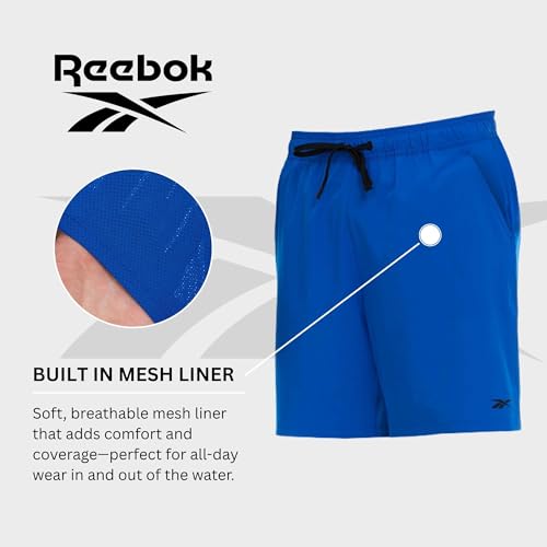 Reebok Men's Swim Trunks, 7" Mesh Liner Board Shorts Quick Dry Bathing Suit - image 4