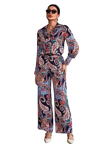 Image of DHRUVI TRENDZ Paisley Printed Kurta-Set for Women - Viscose Rayon Printed Kurta & Straight Pant | Festive Ethnic Indian Traditional Outfit for Functions & Puja | Lightweight Two Piece Dress for Beach & Holiday Look