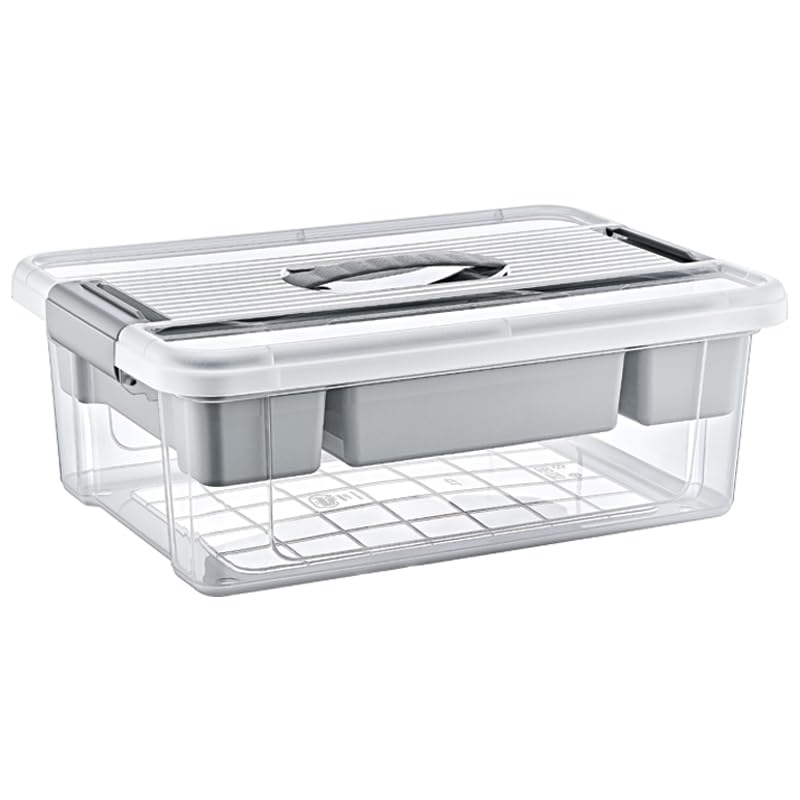 Büyük Boy Bölmeli Organizer Kutu 12 Litre - Şeffaf Tasarım Saklama Kabı - Ev Araba Saklama Kutusu - Ev Banyo Düzenleyici, Dolap Düzenleyici, Saklama, Kutu, Organizer (12 Litre)