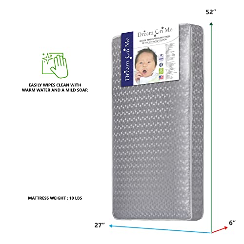 Dream On Me, Superior Slumber 6” 112 Coil Inner Spring Crib And Toddler Mattress I Waterproof I Green Guard Gold Certified I 10 Years Manufacture Warranty I Vinyl Cover I Made In The U.s.a #TOP2