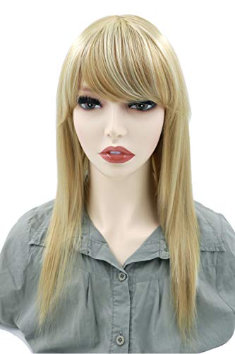 Golden Girls Straight Gold Wig Mid-length Natural Smooth Blonde Hair With Bangs Full Head Synthetic Wig Cap