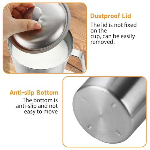 Vaso medidor de acero inoxidable 2 litros con tapa y asa miniatura 5