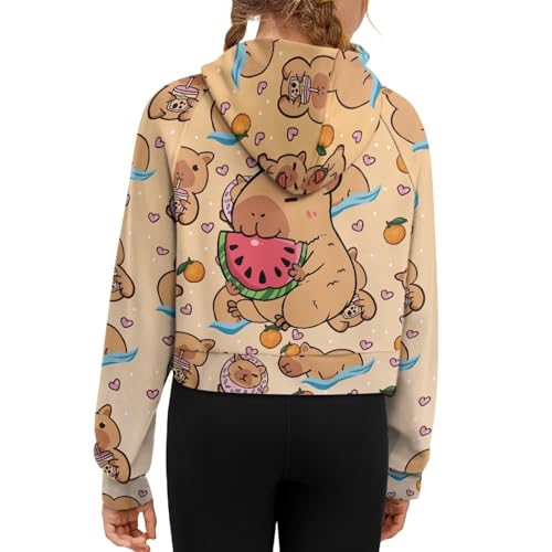 Graphic Hoodies for Girls Zip Up Sweatshirt Cute Clothes for Kids Fall Outfits Preppy Pullover with Pockets 5-143