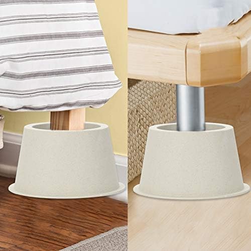 BSTKEY Set of 4 Pieces Round Bed Risers Chair Risers Desk Risers Table Risers Sofa Riser Circular Furniture Risers Lifts (Beige, 5cm)