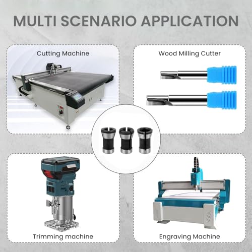 Image of Serplex Router Machine Collet Set, 3 Sizes 6mm /1 /4 /8mm Woodworking