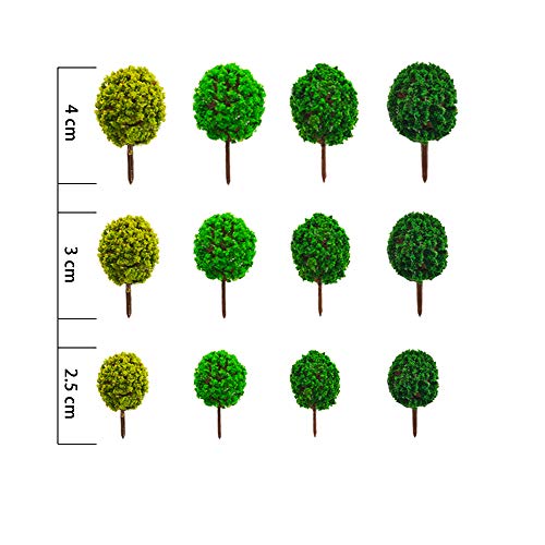 24Pcs Mini Model Trees Mixed Bush Trees Vegetation Groups Shrubs for Model Train Scenery Architecture Trees Model Scenery Trees Fake Trees with No Stands