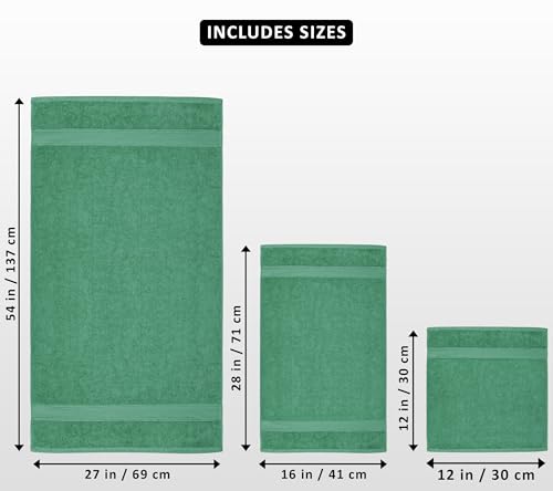 Utopia Towels 8 Piece Premium Towel Set, 2 Bath, 2 Hand, and 4 Wash Cloths, 600 GSM 100% Ring Spun Cotton, Highly Absorbent Towels for Bathroom, Gym, Hotel, and Spa, Hunter Green