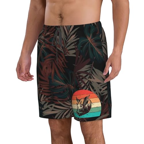 Mens Swim Trunks Vintage Pig Retro Sunset Board Shorts,Breathable Fit Hawaii Beach Shorts Swimwear Bathing Suits,2