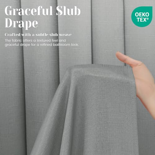 Ringless Slub Shower Curtain with Snap in Liner, 71x74, Ombre Light Grey by SORTTO - Used condition - Image 7