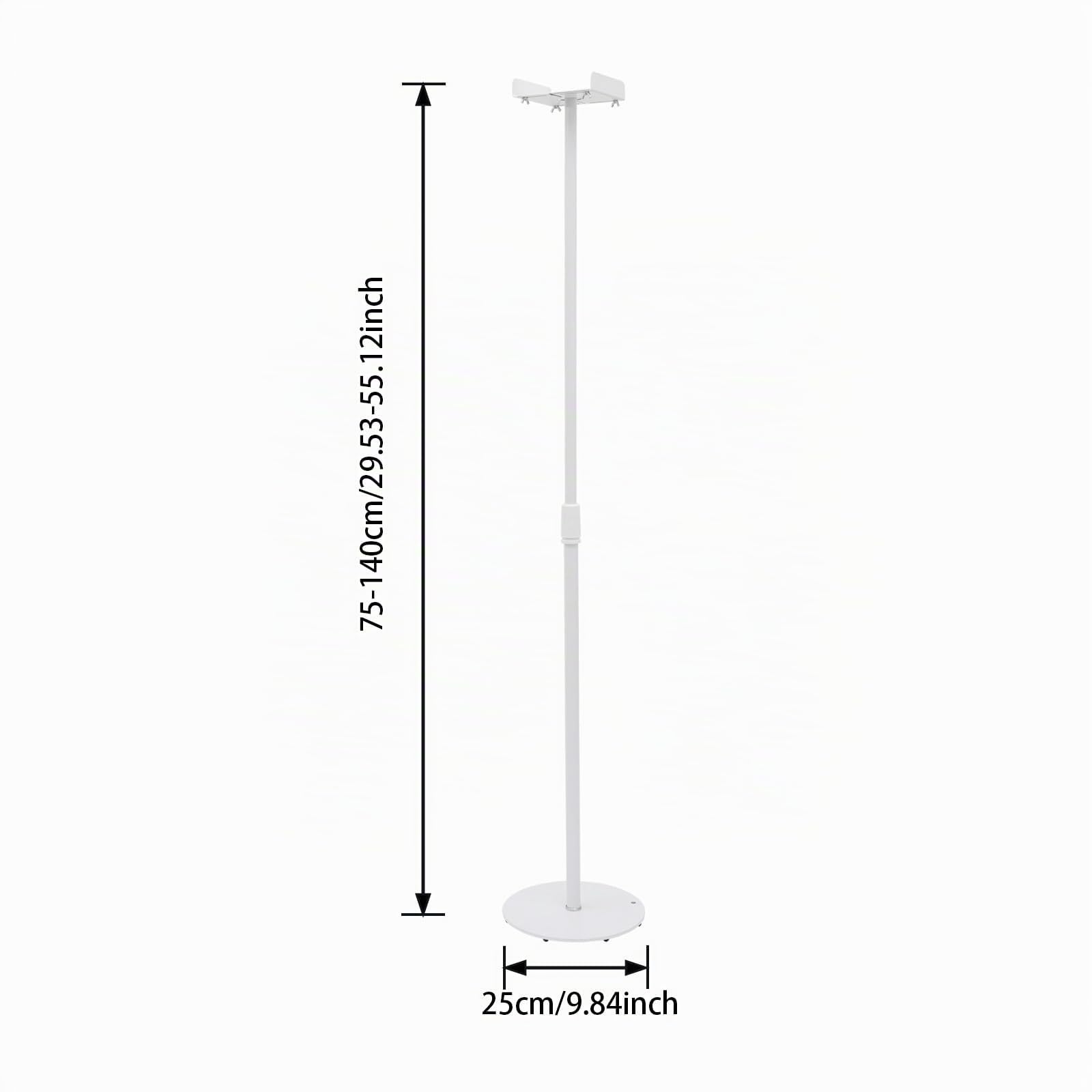 2X Soporte para altavoces ajustable en altura 75-140cm Soporte universal de metal para altavoces con gestión de cables oculta Soporte para cajas Soporte de suelo hasta 6kg (Blanco)
