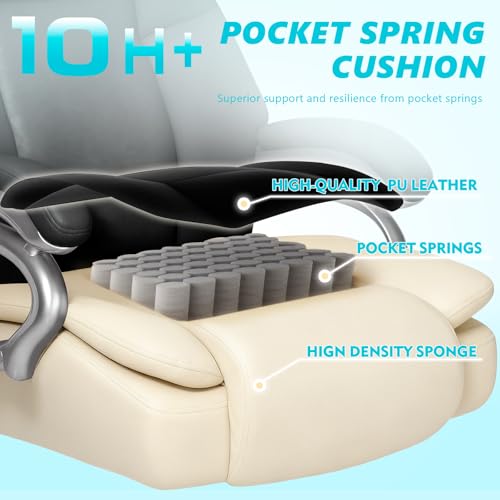 Image of Indulgear 500lbs Big and Tall Office Chair, Heavy Duty Office Chair for Heavy People, High Back Executive Desk Chair with Adjustable Lumbar Support,Quiet Rubber Wheel,Pocket Spring Cushion
