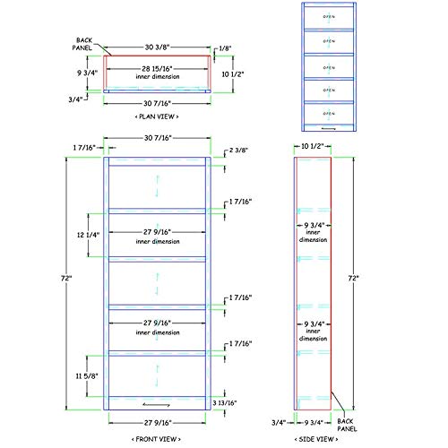 Bowery Hill Traditional 72" Tall 5-Shelf Wood Bookcase In Cherry #TOP2