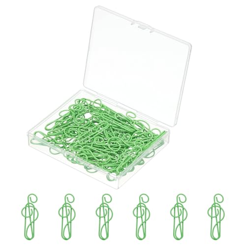 PATIKIL 50pcs Paper Clip, Musical Style Paper Clip Small Cute Rust-Proof Metal Strong Durable Bulk for Office Home, 40mm, Green
