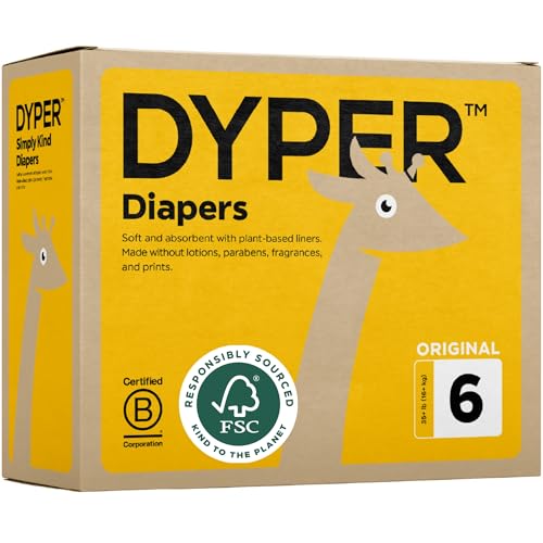 DYPER Baby Diapers Size 6 | Honest Ingredients | Cloth Alternative | Day & Overnight | Made with Plant-Based* Materials | Hypoallergenic for Sensitive Skin, Unscented