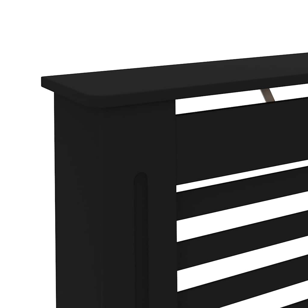 Copertura per termosifoni in MDF nero con design a laghe, 172 x 19 x 81,5 cm, pratica copertura per soggiorno, montaggio incluso, adatto per riscaldamento, valvola, termostato, tubazioni
