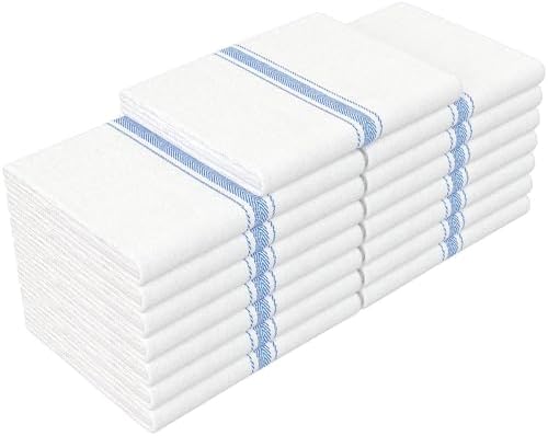 RIVERSTREAM Dish Towels - (Blue, 15-Pack) 100% Cotton, 14 x 25 Inches, Super Absorbent, Reusable Cleaning Kitchen Dish Towels Set