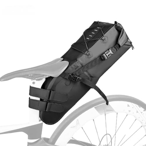 Sac de selle de vélo 10L imperméable extensible noir pour cyclisme voyage - 2