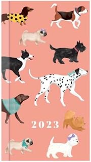 2023 Diary - Slim Diary, Dog Diary Design, Week to View (Peach Dog Design)