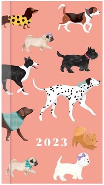 2023 Diary - Slim Diary, Dog Diary Design, Week to View (Peach Dog Design)