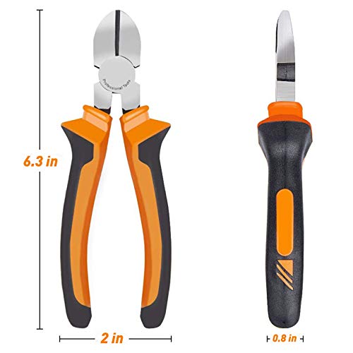 Image of 6 inch Wire Cutters Heavy Duty Diagonal Pliers for Cutting Wires Craft | Side Cutters for Artificial Flowers, Crafting, Chicken Wire, Orange