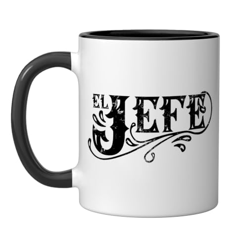 El Jefe The Boss in Spanish Funny Mexican Quote Ceramic Mug, Black/White, 11oz
