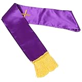 Ipetboom Estola Reversible de Pastor Bordada con Cruz y Borlas, Chal Sacerdotal Morado para Ceremonia de Boda y Eventos Formales, Accesorio para Mujeres en Fiestas y Celebraciones