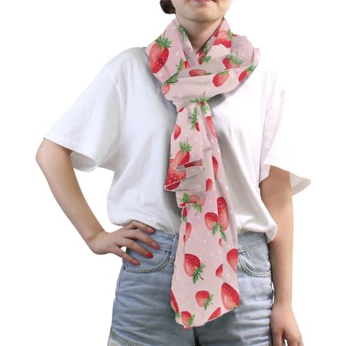 ALAZA Polka Dot Strawberry Fruit Chiffon Silk Long Scarf Shawl Wrap3