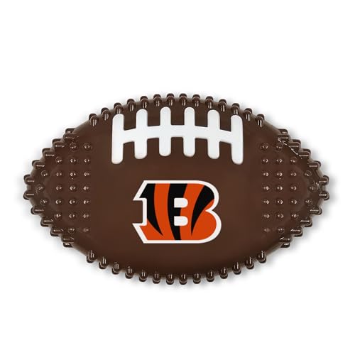 NFL Cincinnati Bengals Mega-chew Hard Nylon Bacon-flavored Dog Bone Football Chew Toy. Interactive Tasty Fun Dog Chew Toy. Indestructible Strong Durable Chew Toy Tough Pet Toys for Aggressive Chewers