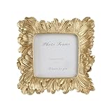 Scarlume 4x4 Vintage Picture Frames, Picture Frame for Table Top Display and Wall Hanging Home Decor (Gold, 4x4 Inch)