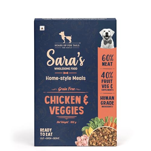 Image of Sara's Wholesome by HUFT Grain-Free Chicken & Veggies Wet Dog Food - 100 gm | Human-Grade Ingredients | Gluten-Free, Balanced Nutrition | Suitable for Puppies & Adult Dogs