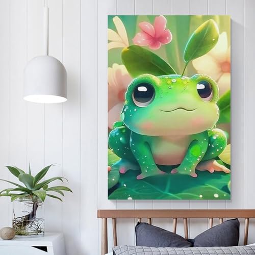 Tableau grenouille mignonne impression sur toile déco salon 50x75cm