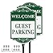 Anobell Welcome Guest Parking Signs With 36 inch Iron Metal Stake 10 x 14 Inch Rustproof Aluminum Customer Parking Signs Outdoor Yard Driveway Sign for Home Office Hotel Business 2 Pack