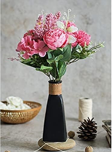 Image of SATYAM KRAFT 6 Pcs Artificial Multiflora Flower Roses Fake Sticks Bunch Decorative Items for Home Decor, Bouquets, Bedroom, Living Room, Wedding, Festive Decor (Without Vase)