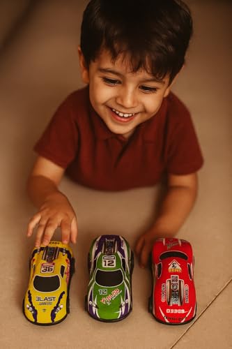 Image of DREAMY DEN Metal Die-Cast Pull Back Cars Set of 3 | Mini Sports Racing Cars for Kids | Fast, Durable & Colorful Toy Vehicles | Ideal Gifting Option for 3+ Years