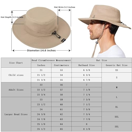 Image of Fishing Hat for Mens Sun Hat Wide Brim Bucket Hat SPF UV Protection XL XXL Large Size Big Head Hiking Beach Safari