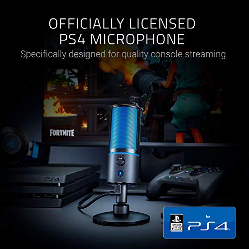 Seiren X per PlayStation - USB Microfono a Condensatore da Streaming (Compatibile con PS4, PS5 e PC, Monitoraggio a Latenza Zero, Supporto Ammortizzato Integrato) Nero/Blu - Microfono streaming - Immagine 1