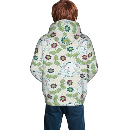 Elephants and Flowers Kid Hoodies Boys Sweatshirts Girls Pullover with Pocket4