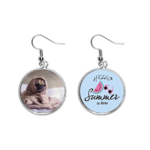 Pendientes de sandía y perro bulldog accesorio de verano para lóbulo