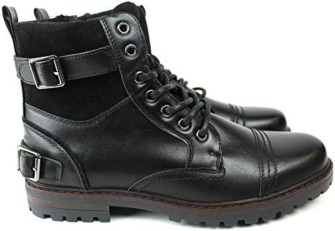 Men's Ankle Dress Boots Cap Toe Side Zipper Suede Leather 1912 (Black, numeric_9_point_5) | Image 2