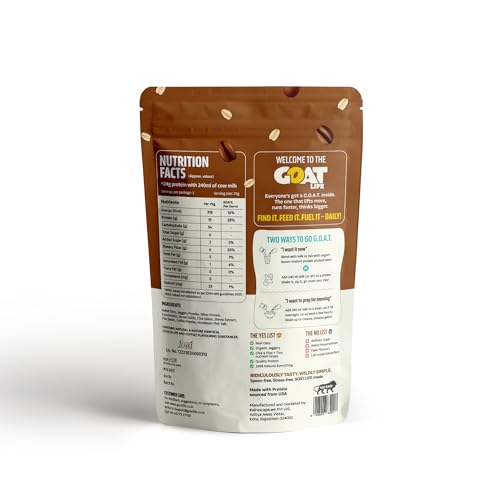 Image of GOAT Life Overnight Oats (75g) | 20g Protein | High Fibre | Nutrient-Rich | No Sugar | Gluten-Free & Vegan | Supports Weight Management & Muscle Recovery | Instant Breakfast (Pack of 1, Mocha Marvel)