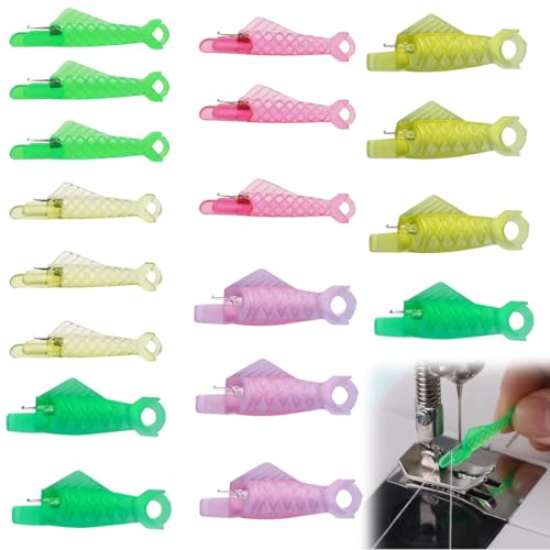WUSJCOF 18 Stück Nadeleinfädler, Kunststoff Automatischer Nadel Threading Tool für Handnähen, Einfacher Einfädle für Nadelöhr, Hand fischförmiges Nähen Werkzeug
