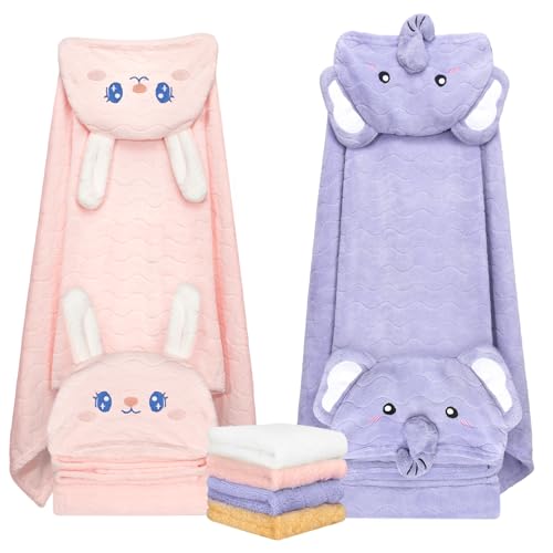 6-Piece Rabbit Elephant Towel Set
