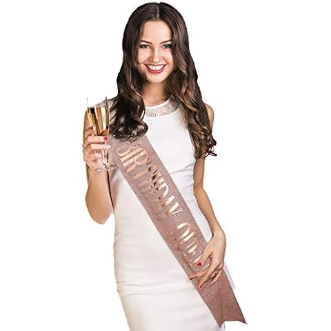 angelikashalala Birthday Sash Woman Girls Rose Gold Glitter Birthday Satin Sash Birthday Accessories for 16th 18th 21st 30th 40th 50th 60th (Birthday Queen) Cover